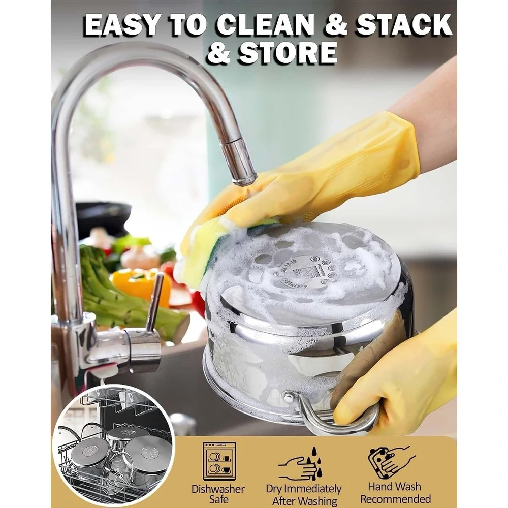 Cook N Home Basics Stainless Steel Cookware Sets, 6-Piece Pots and Pans NIB